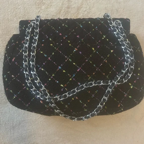 Karl Lagerfeld Black Quilted Shoulder Bag with Chain Strap - Picture 7 of 10